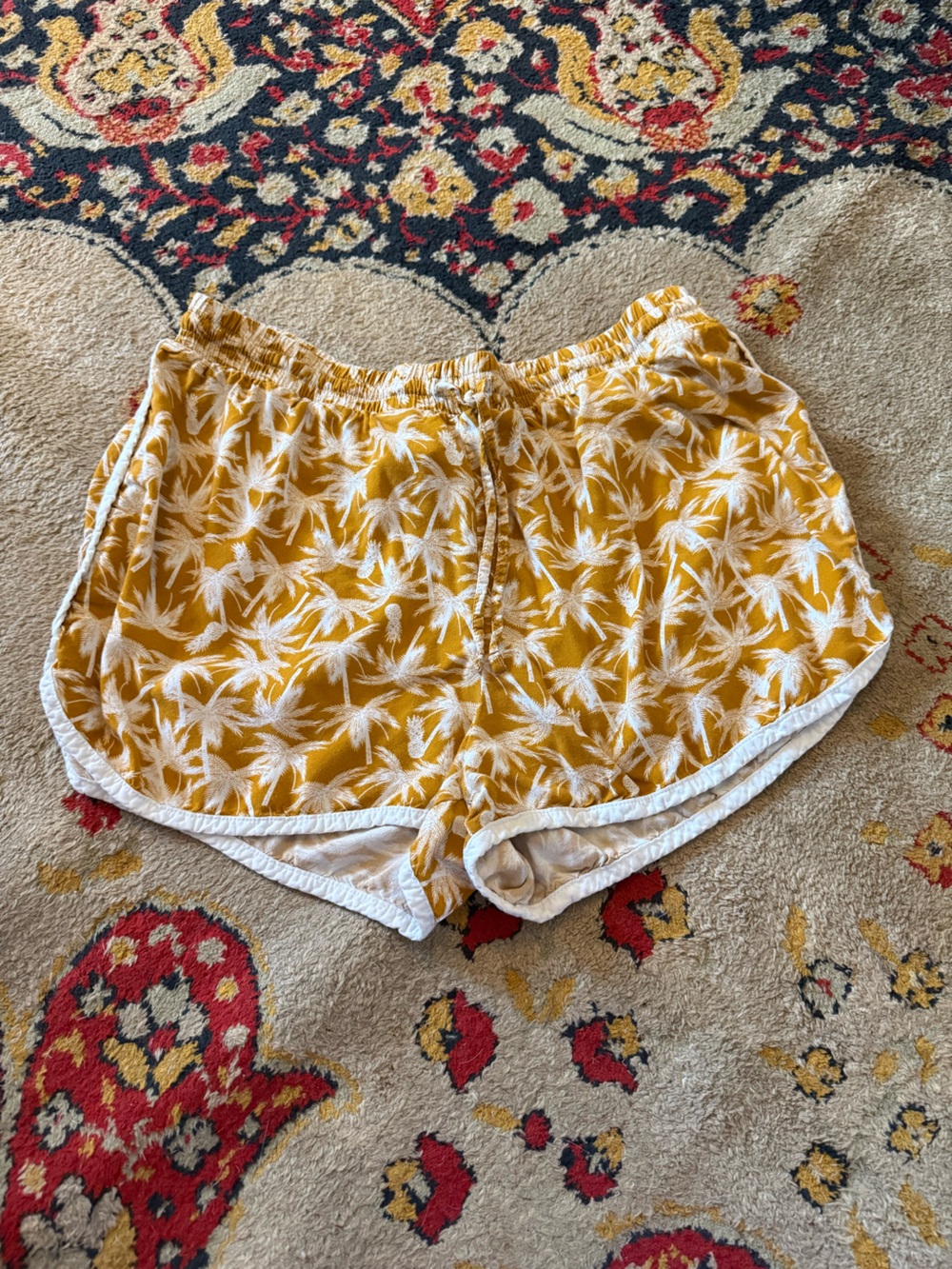 Mossimo Supply Co. Yellow Palm-Print Athletic Shorts